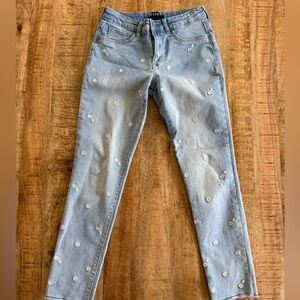 GAP Floral Embroidered Stretch Jegging Ankle Jeans Light Wash Size 16